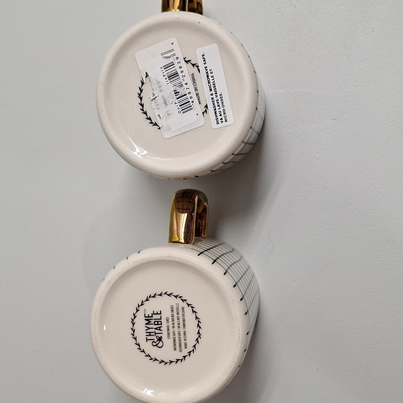 #ABW Thyme & table pair of mugs black white and gold - Picture 4 of 5